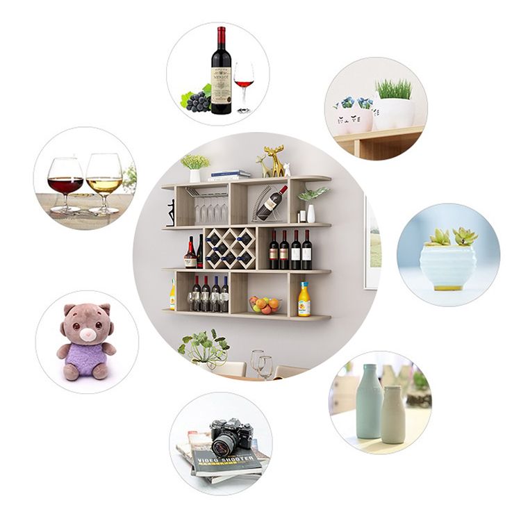 Moderne houten muur gemonteerd wijnrek 9.2 "W x 41.2" H Wijnrekken