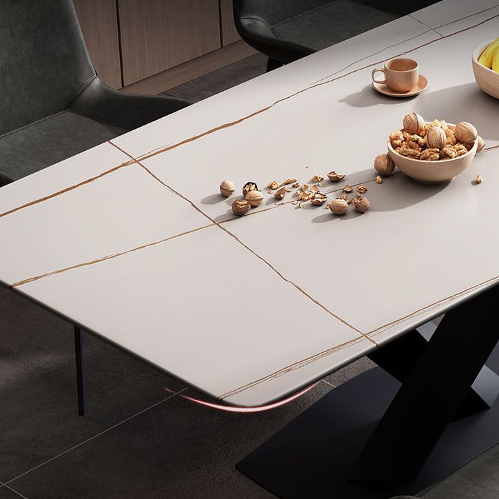 Rectangular Stone Dining Table Modern Furniture with Steel Base for Apartment Clearhalo 'Dining Tables & Seating' 'Dining Tables' 'dining_table' 'furn' 'furn_dining_table' 'Furniture' 'Kitchen & Dining Furniture' 1200x1200_e21ee287-25c2-4506-9d2b-8fb983342602
