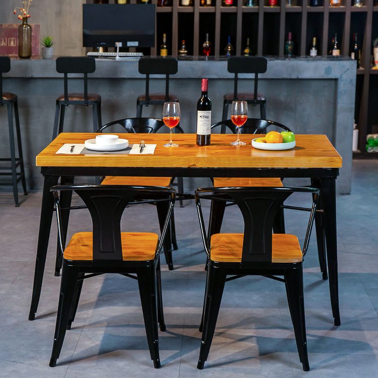 Industrial Dining Chairs Set 1/2/5 Pcs Solid Wood Top Table with Metal Windsor Chairs Clearhalo 'Dining Room Sets' 'Dining Tables & Seating' 'dining_room_set' 'furn' 'furn_dining_room_set' 'Furniture' 'Kitchen & Dining Furniture' 1200x1200_e21f271f-92b9-4468-8edd-7af0a901a8c8