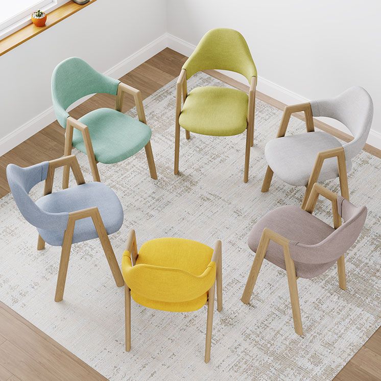 Modern Bedroom Open Back Arm Chair Fabric Matte Finish Dining Chair Clearhalo ' kitchen&dining_furn' 'Dining Chairs' 'Dining Tables & Seating' 'dining_chair' 'Furniture' 'furniture_dining_chair' 'Kitchen & Dining Furniture' 'kitchen' 1200x1200_e2216d01-ef1c-40d4-b5b2-a644d47a3894