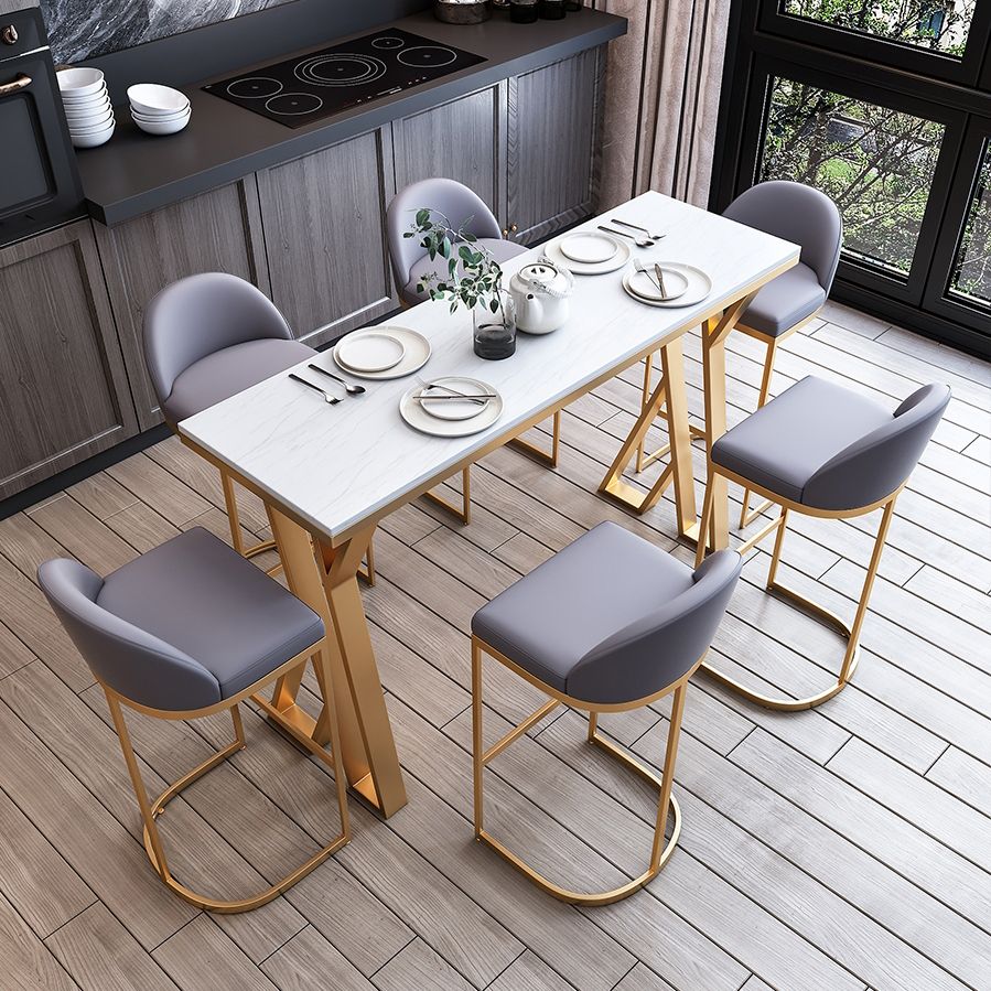 Set di altezza da banco glam interno 1/2/3/5/7 pezzi set di pub top in pietra bianca rettangolo