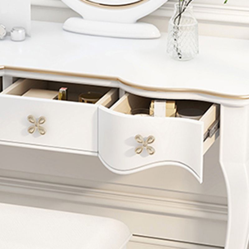 3 Storage Drawers & Mirror Vanity Set Victorian Wood Make-up Vanity