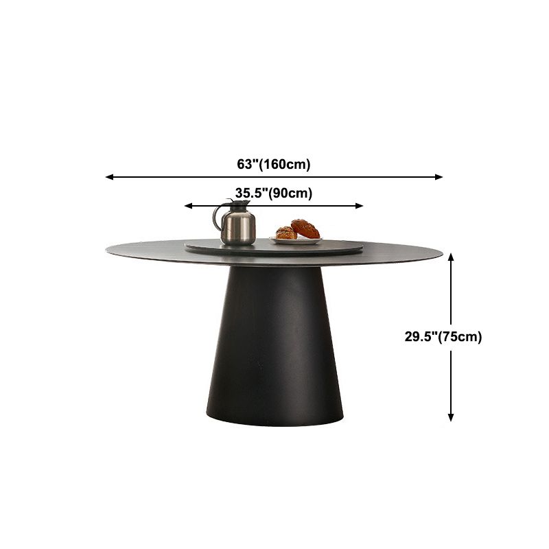 Black Stone Top Dining Table Contemporary Dining Table with Pedestal Base