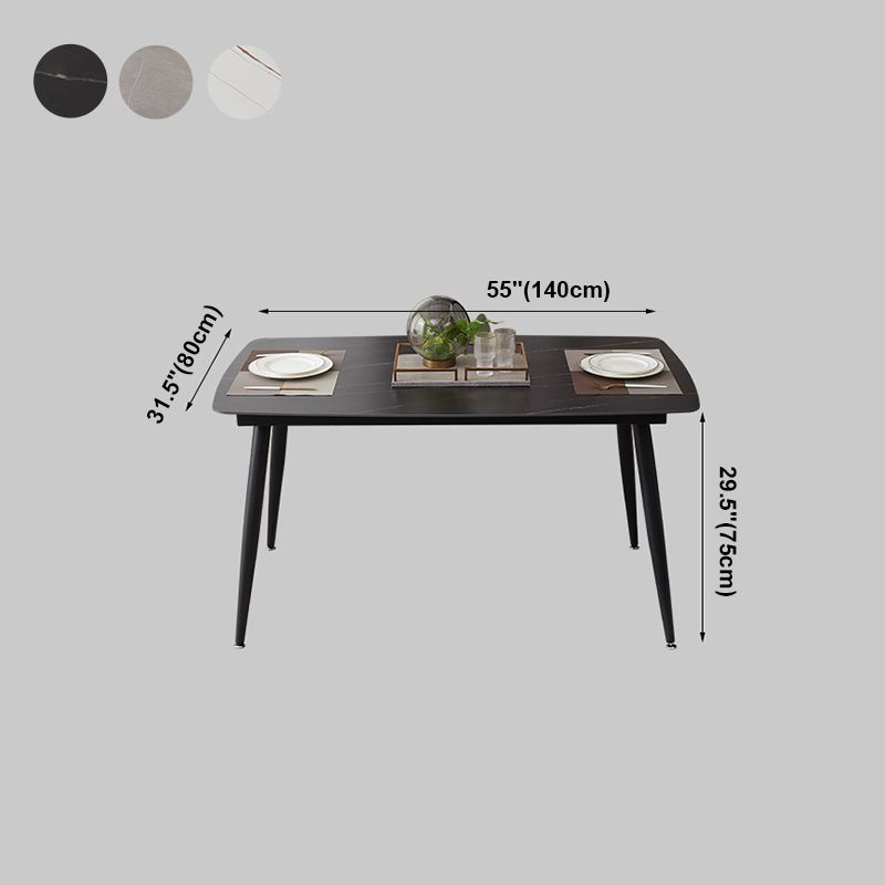 Industrial Style Sintered Stone Table Black 4 Legs Base Rectangle Table for Home Clearhalo ' dining_table' 'Dining Tables & Seating' 'Dining Tables' 'furn' 'furn_dining_table' 'Furniture' 'furniture_dining_table' 'Kitchen & Dining Furniture' 'kitchen&dining_furn' 'kitchen' 'kitchen_dining_table' 1200x1200_e2261f97-f569-46bc-8117-0499d5df5ffd