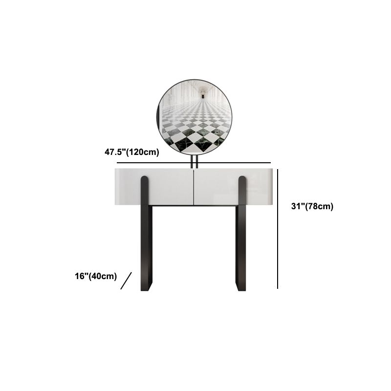 Vanity Metal and Stone Makeup Dressing Table with 2 Drawers, 30.7" Tall Clearhalo 'Bedroom Furniture' 'furn' 'furn_makeup_vanities' 'Furniture' 'Makeup Vanities' 'makeup_vanities' 1200x1200_e2287389-23f5-433e-b3d4-d0f0182f4e19