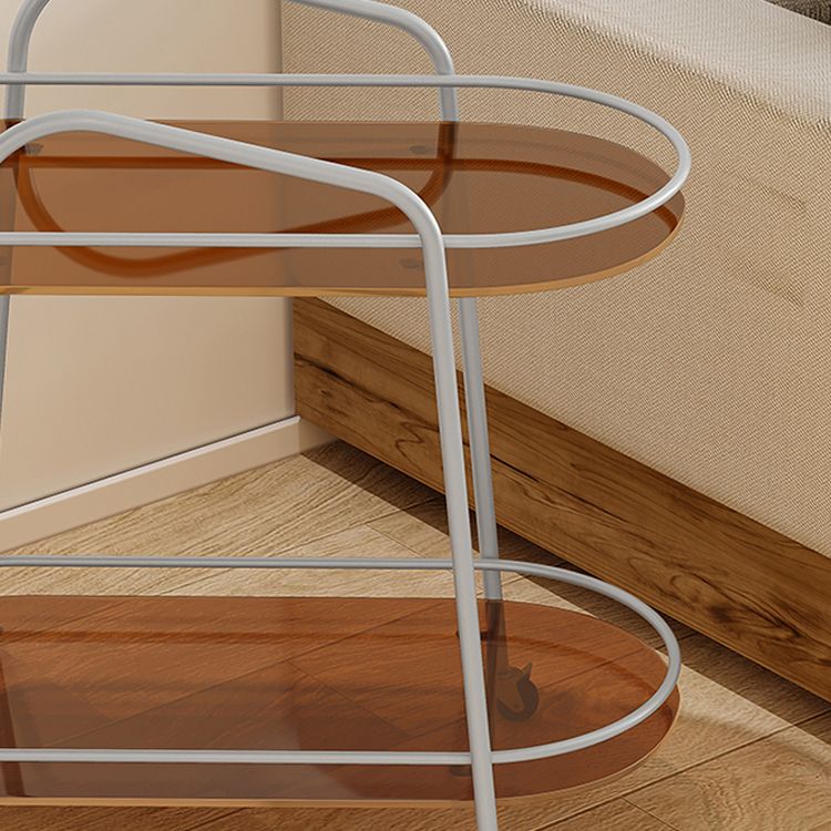 Modernistic Glass Top with Shelf Oval Double Tier Living Room Accent Side Table