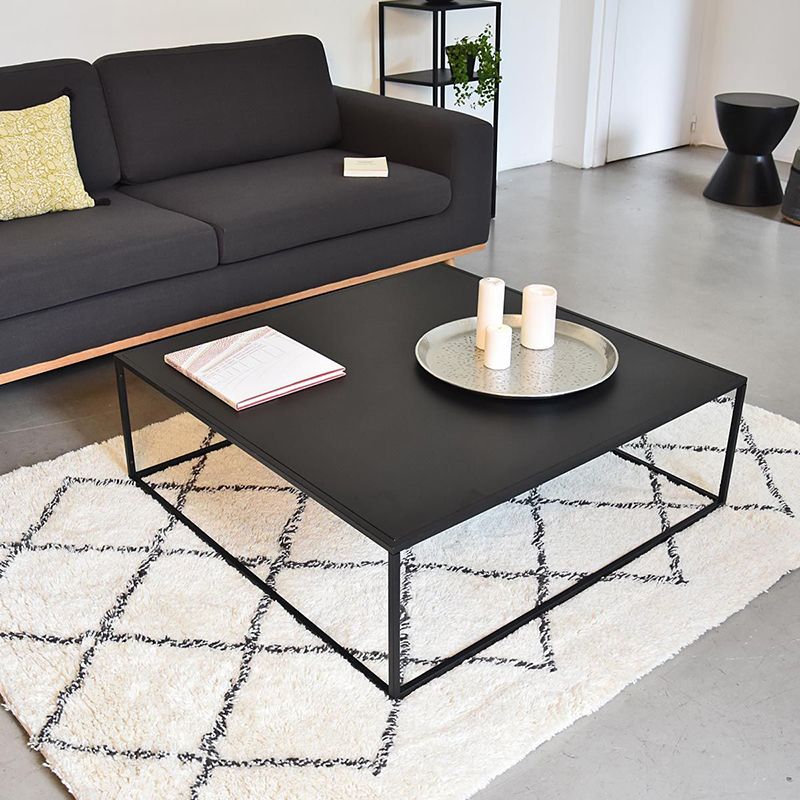 Mid-Century Modern Iron Coffee Table Black Finish Square Cocktail Table Clearhalo 'Coffee & Accent Tables' 'Coffee Tables' 'coffee_tables' 'furn' 'furn_coffee_tables' 'Furniture' 'Living Room Furniture' 1200x1200_e2298263-b4dd-4108-a81f-df71235f6699