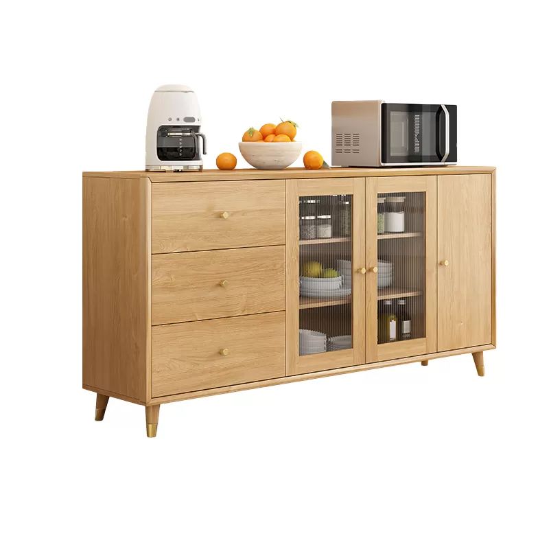 Legno massiccio moderno da pranzo porte di vetro in vetro con cassetti con cassetti