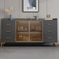 Contemporary Style Buffet Table Wood Side Board with Cabinets and Drawers