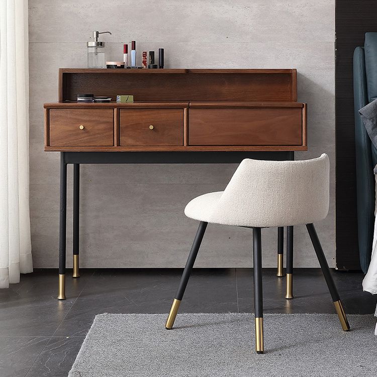 パッド入りのスツール照明ミラーバニティデスクを備えたモダニストフリップシングルウッドバニティ