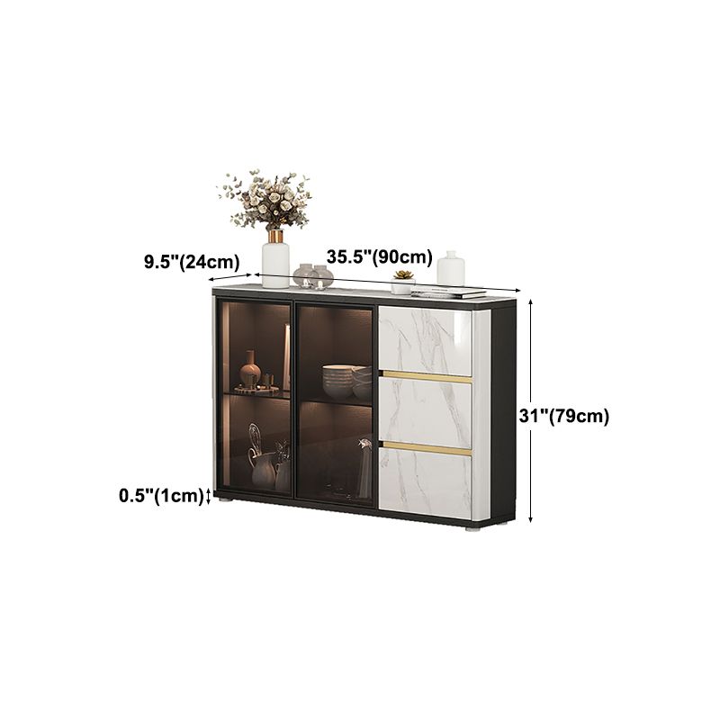 9.45"W Sideboard Contemporary Style Dining Server with 3 Drawers for Kitchen Dining Room Clearhalo 'buffet_sideboard' 'Buffets & Sideboards' 'furn' 'furn_buffet_sideboard' 'Furniture' 'Kitchen & Dining Furniture' 1200x1200_e22bd161-a07c-406d-abf2-e31d5c11a2bb