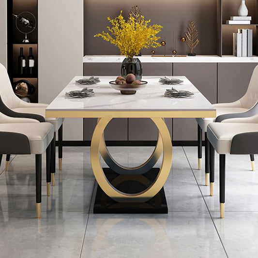 Traditional Luxury Rectangle Dining Table Stone Dinner Table with Trestle Base Clearhalo ' dining_table' 'Dining Tables & Seating' 'Dining Tables' 'furn' 'furn_dining_table' 'Furniture' 'furniture_dining_table' 'Kitchen & Dining Furniture' 'kitchen&dining_furn' 'kitchen' 'kitchen_dining_table' 1200x1200_e22c577d-537a-44f3-a9a1-37a6e8fe4ee3