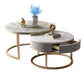 Slate Round Frame Coffee Table Modern Nesting Coffee Table Set with Drawer Clearhalo 'Coffee & Accent Tables' 'Coffee Tables' 'coffee_tables' 'furn' 'furn_coffee_tables' 'Furniture' 'Living Room Furniture' 1200x1200_e22cc0e0-82d5-4f43-9c34-89b751acb83d