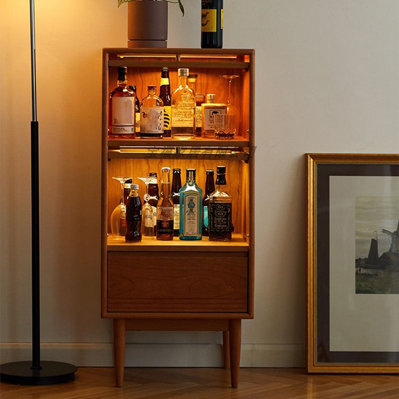 Solid Wood Cabinet Natural Glass Paned Accent Cabinet with Doors Clearhalo 'Cabinets & Chests' 'cabinets_chests' 'furn' 'furn_cabinets_chests' 'Furniture' 'Living Room Furniture' 1200x1200_e22fddec-c454-49b8-9190-e4f201ca9d78