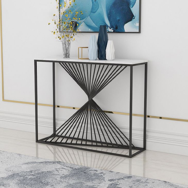 Marble Rectangle Accent Table 11.81" W 1-shelf Console Table for Hall