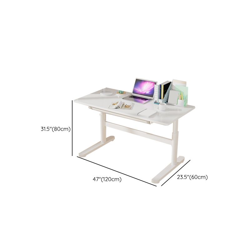 Contemporary Adjustable Height Writing Desk White T-shape Base Office Desk Clearhalo 'furn' 'furn_office_desk' 'Furniture' 'Office Desks' 'Office Furniture' 'office_desk' 1200x1200_e23107a9-3320-44e1-b33f-27815da1078e