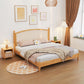 Tropical Brown Panel Bed 46.06" High Rubberwood Bed with Headboard