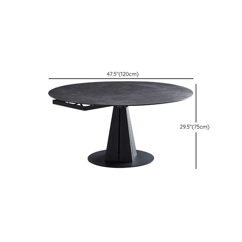 Modern Pedestal Casual Dining Table Round Dinner Table with Stainless Steel Base