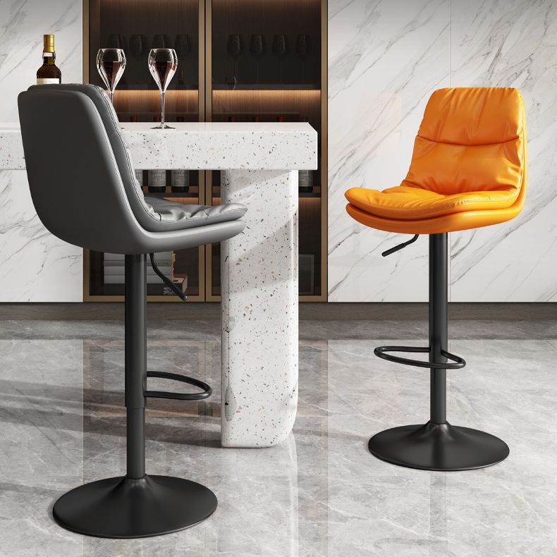 Contemporary Leather Adjustable Height Barstool Indoor Bar Stool with Iron Legs Clearhalo 'Bar Furniture' 'Bar Stools' 'bar_stools' 'furn' 'furn_bar_stools' 'furniture_bar_stools' 'Kitchen & Dining Furniture' 'kitchen&dining_furn' 'kitchen' 'kitchen_furn' Furniture' 1200x1200_e231ece0-d25c-4bb5-acce-27bf70b33f58
