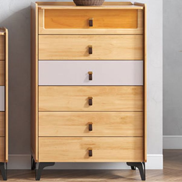 Poitrine naturelle moderne du milieu du siècle avec tiroirs en babinon et jambes noires