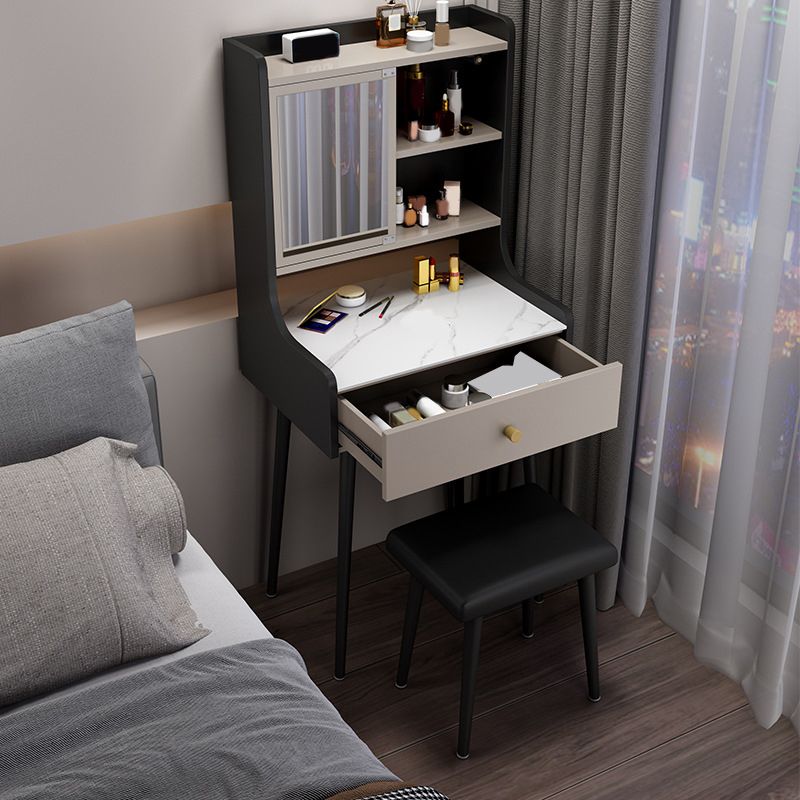 Tweedelige moderne gespiegelde ijdelheid set zwart/grijs gemanipuleerd houten dressoir