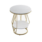 Contemporary Faux Marble Accent Table Nightstand 23.6" Tall Bed Nightstand with 2 Shelves Clearhalo 'Bedroom Furniture' 'furn' 'furn_night_stand' 'Furniture' 'night_stand' 'Nightstands' 1200x1200_e2329597-6374-4598-b31d-c5ebb1103a33