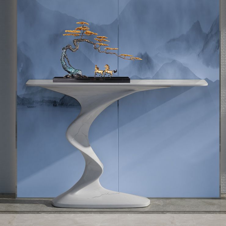 Modern Console Table Rectangle Stone Accent Table , 25.5 inch Wide