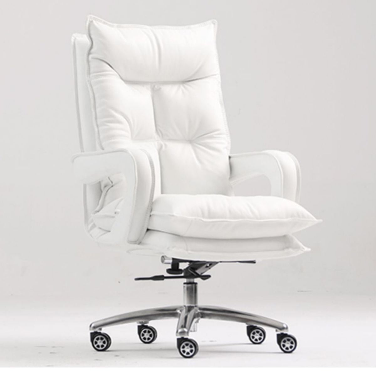 Silver Aluminium Modern Desk Chair with High Back Conference Chair Clearhalo 'furn' 'furn_office_chair' 'Furniture' 'furniture_office_chair' 'Office Chairs' 'Office Furniture' 'office_chair' 1200x1200_e2371613-225b-4cc9-bf89-5bbf17f9edad