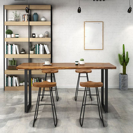 Zeitgenössischer Stil Holzzähler Hocker Wohnzimmer Barhocker mit Metallbeinen