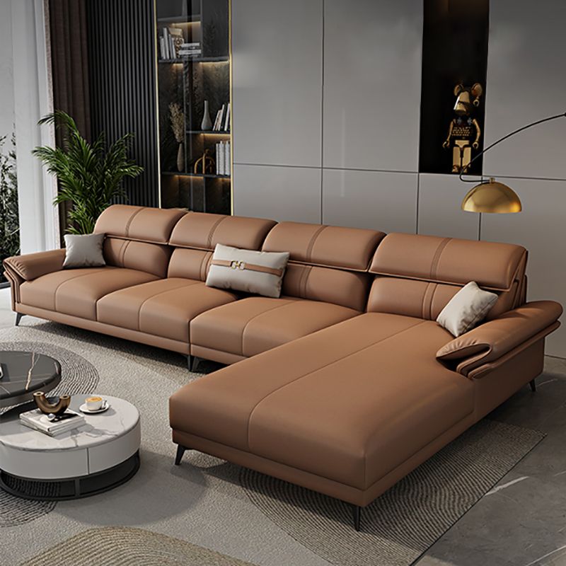 Contemporary Sewn Pillow Back Sofa 35.43"H Pillow Top Arm Sectional Clearhalo 'furn' 'furn_sofas' 'Furniture' 'furniture_sectionals' 'kitchen' 'kitchen_sofas' 'Living Room Furniture' 'Sectionals' 'Sofa' 'sofas' 1200x1200_e23870f0-adbe-4448-829c-8b09dba1caf8