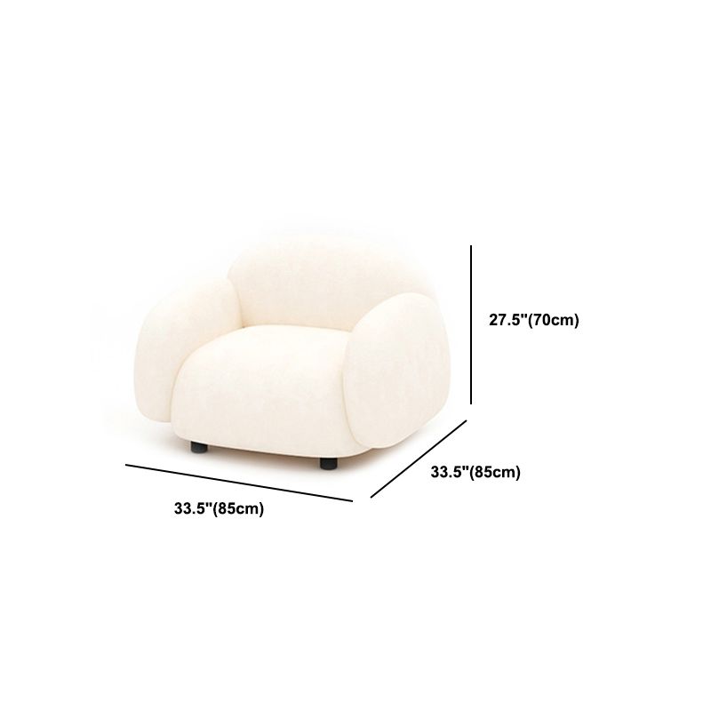 Modern Rolled Arm Sofa White Velvet Sofa for Living Room, Apartment