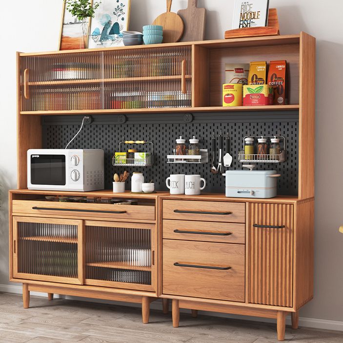 Glam Solid Wood Sideboard Glass Doors Dining Server for Kitchen Clearhalo 'buffet_sideboard' 'Buffets & Sideboards' 'furn' 'furn_buffet_sideboard' 'Furniture' 'Kitchen & Dining Furniture' 1200x1200_e23a729e-2c19-484f-a187-6c8a76653429