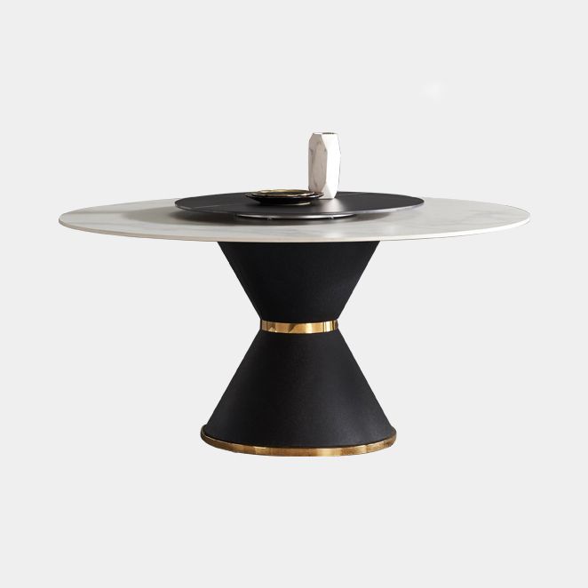 Glam Sintered Stone Top Kitchen Dining Table Round Shape Dining Table with Pedestal Base Clearhalo ' dining_table' 'Dining Tables & Seating' 'Dining Tables' 'furn' 'furn_dining_table' 'Furniture' 'furniture_dining_table' 'Kitchen & Dining Furniture' 'kitchen&dining_furn' 'kitchen' 'kitchen_dining_table' 1200x1200_e23b2898-afb7-4bde-932c-3349094dbfa7