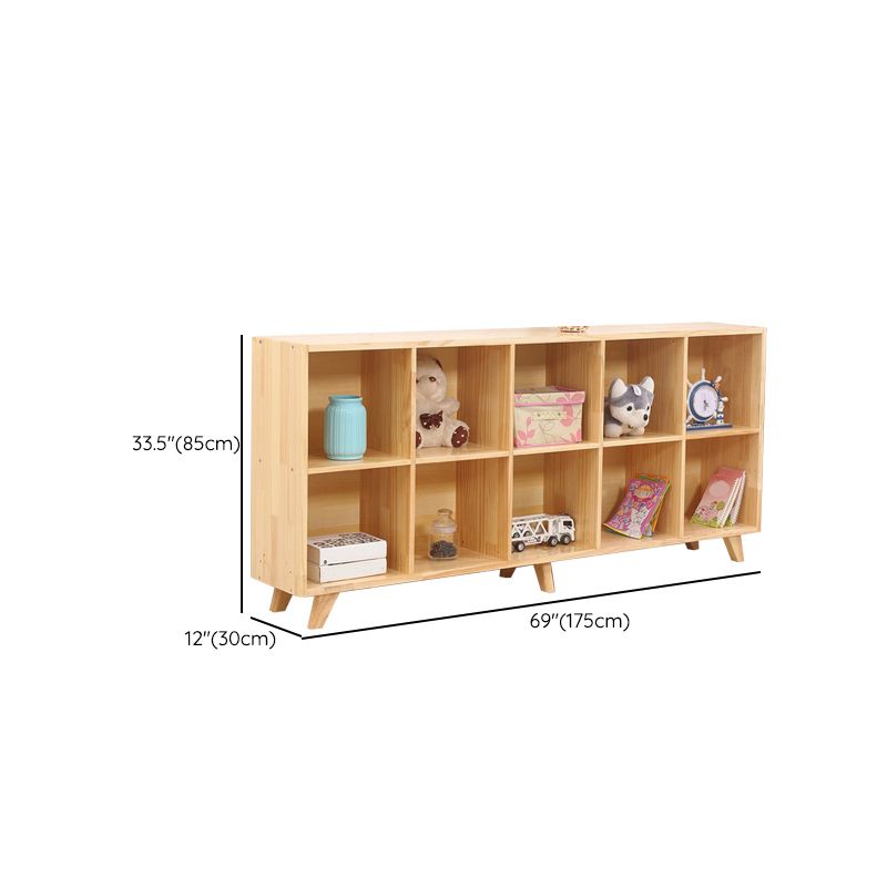 Wooden Natural Bookcase Contemporary Closed Back Standard Bookshelf
