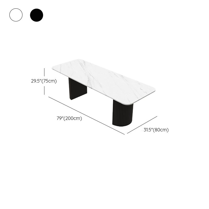 Table de conférence de forme rectangulaire de bureau en pierre avec 2 lames en noir / blanc