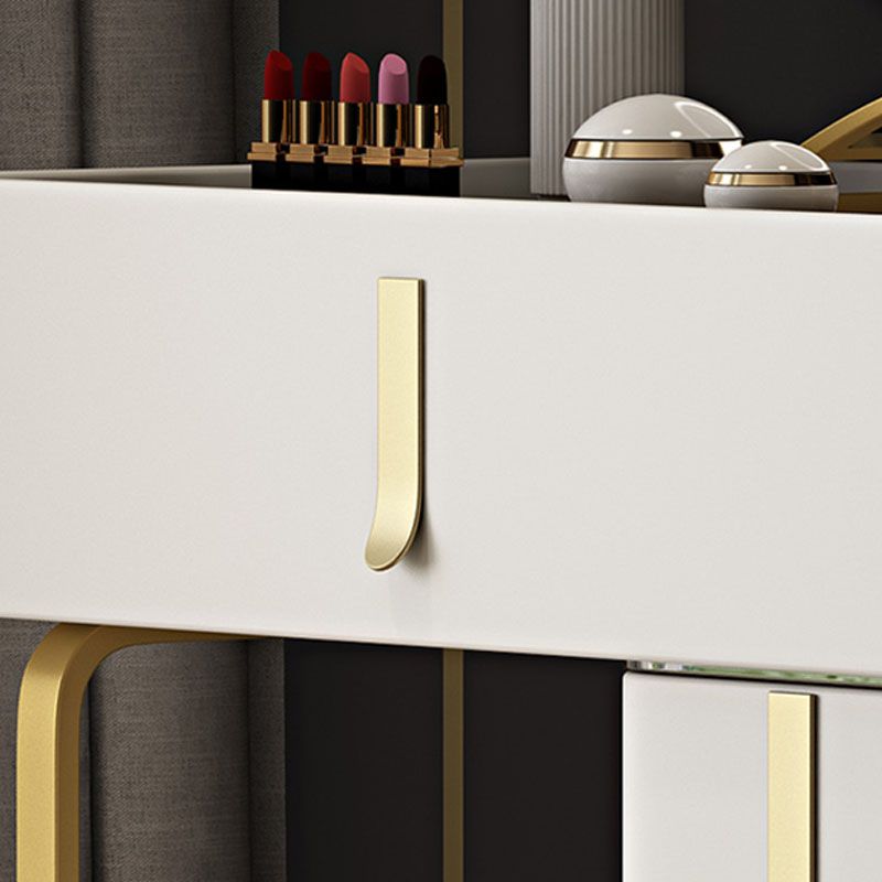 Glam Glass Top Vanity Dressing Table Set 3-Drawer Make-up Vanity Clearhalo 'Bedroom Furniture' 'furn' 'furn_makeup_vanities' 'Furniture' 'Makeup Vanities' 'makeup_vanities' 1200x1200_e23e34db-77b5-42a1-a206-8dbe96b93476