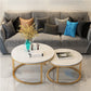 Glam Round Nesting Coffee Table with Marble Top and Metal Base