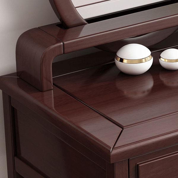 Traditional Style Solid Wood with Drawers Dark Coffee Dressing Table