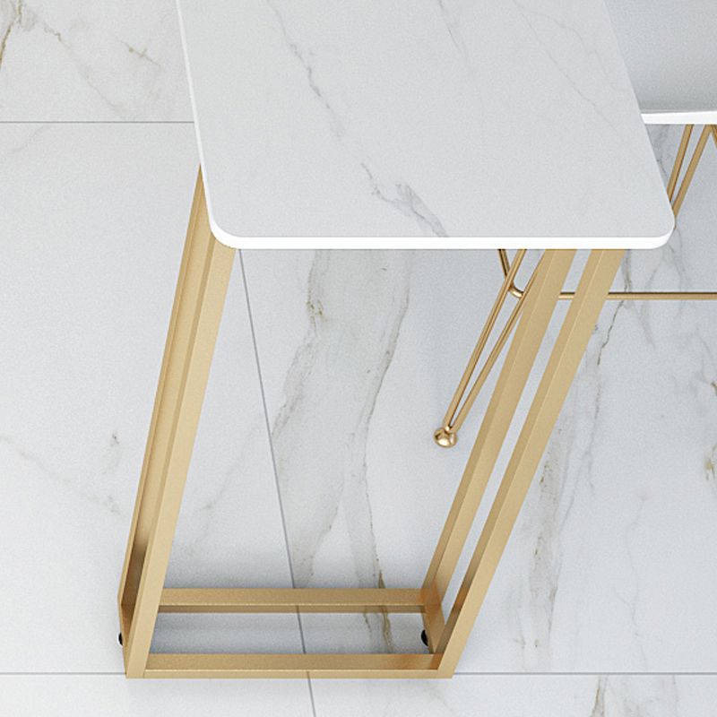 Contemporary Gold and White Counter Wine Table Marble Fixed Table Indoor Patio Bar Table Clearhalo 'Bar Furniture' 'Bar Tables' 'bar_tables' 'Furniture' 'furniture_bar_tables' 'Kitchen & Dining Furniture' 'kitchen&dining_furn' 'kitchen' 1200x1200_e24465da-c90a-4d61-b1a2-1734e1104f8b