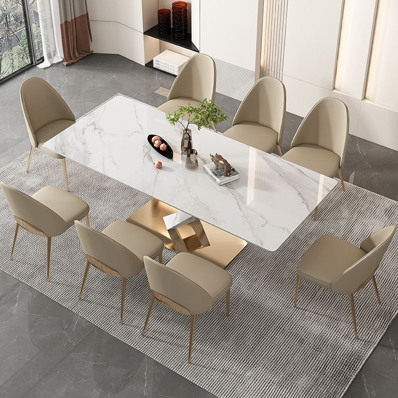 Nordic Sintered Stone Top Dining Set Rectangle 1/4/5/6/7/9 Pieces Dining Room Table Set
