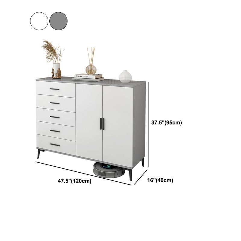 Wit houten accentkast met deur moderne borst met 5 laden