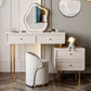 Wood and Stone with Drawers Vanity Table in White/Grey Makeup Desk