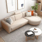 Scandinavian Linen Square Arm Sofa with Chaise with Wood Accents - 106.3" W