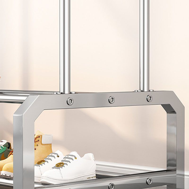 Industrielle Edelstahlhalle Hang Hängende Schienen untere Regal und 2 Haken Kleiderbügel