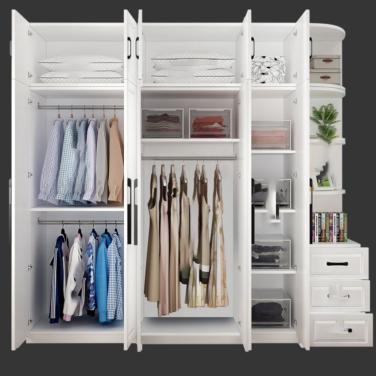 Freestanding Wood Frame Wardrobe Modern Hinged Soft Close Doors Wardrobe and Drawers Clearhalo 'Armoires & Wardrobes' 'armoires_wardrobes' 'Bedroom Furniture' 'furn' 'furn_armoires_wardrobes' 'Furniture' 1200x1200_e247a17d-2820-46e7-bc0e-2f687c5f40cf