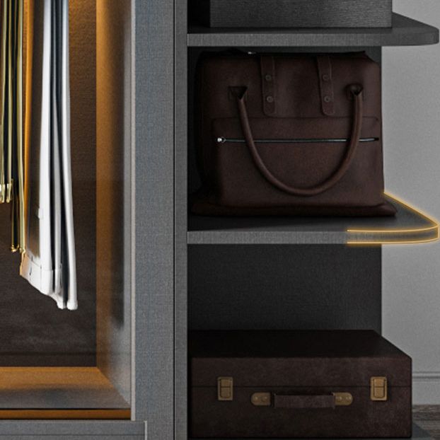 Grey Contemporary Wardrobe Closet Sliding Wardrobe Armoire with Drawer Clearhalo 'Armoires & Wardrobes' 'armoires_wardrobes' 'Bedroom Furniture' 'furn' 'furn_armoires_wardrobes' 'Furniture' 1200x1200_e24a6658-b1c7-48b5-a535-76dbb16c32ab