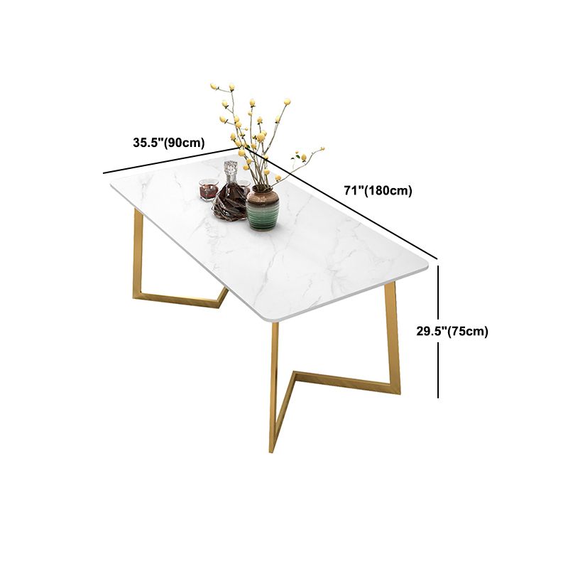 Glam White and Gold Dinette Set 1/2/5/7 Pieces Rectangle Stone Dining Table Set Clearhalo 'Dining Room Sets' 'Dining Tables & Seating' 'dining_room_set' 'furn' 'furn_dining_room_set' 'Furniture' 'Kitchen & Dining Furniture' 1200x1200_e24c659f-d156-4227-9023-609d7f359031