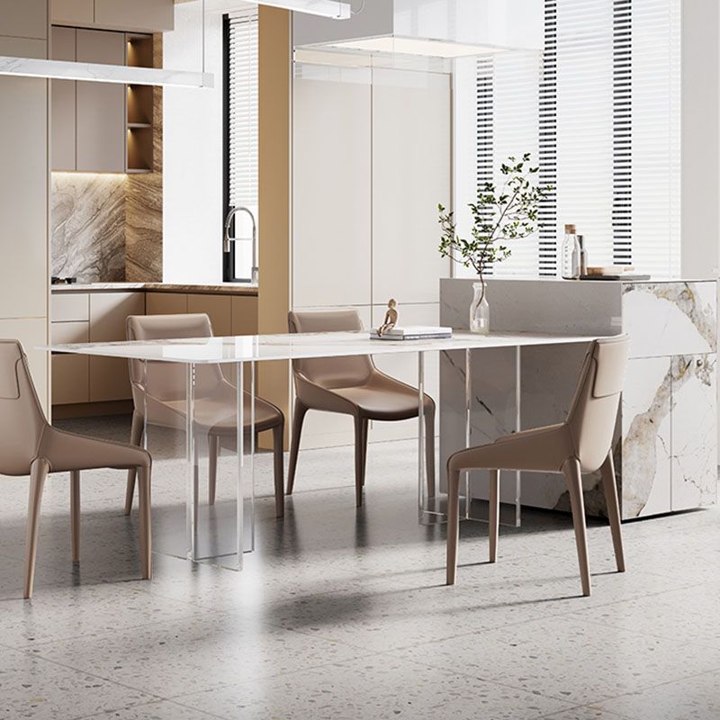 Modern Sintered Stone Dining Table Acrylic Dinner Room Kitchen Table Clearhalo 'Dining Tables & Seating' 'Dining Tables' 'dining_table' 'furn' 'furn_dining_table' 'Furniture' 'furniture_dining_table' 'Kitchen & Dining Furniture' 'kitchen' 'kitchen_dining_table' 1200x1200_e24d058c-a44b-4bf1-a51f-77b1fd20acf9
