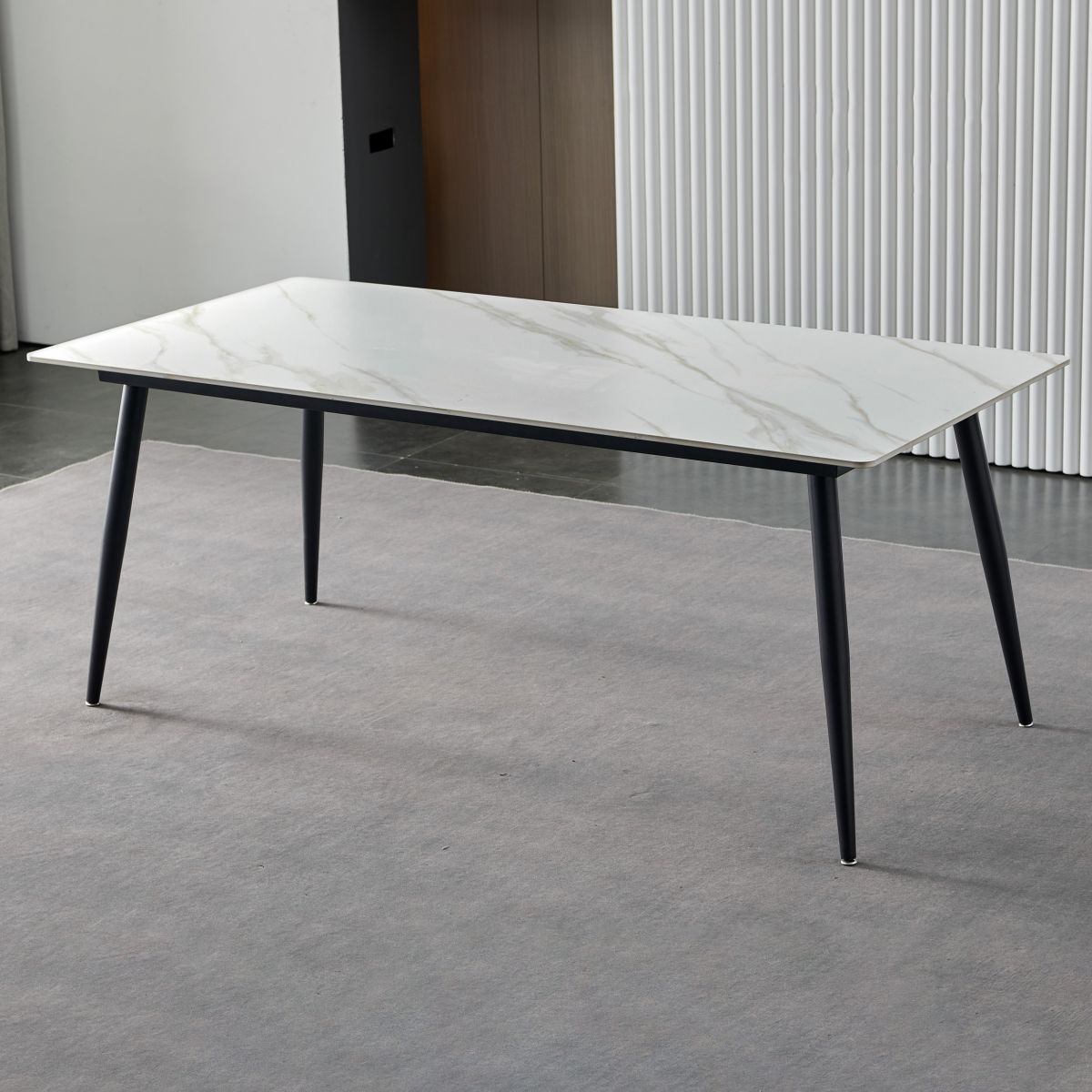 Contemporary Rectangle 4-foot Home Furniture Stone Dining Room Collection Clearhalo ' dining_table' 'Dining Tables & Seating' 'Dining Tables' 'furn' 'furn_dining_table' 'Furniture' 'furniture_dining_table' 'Kitchen & Dining Furniture' 'kitchen&dining_furn' 'kitchen' 'kitchen_dining_table' 1200x1200_e24e3629-73e7-402f-a5d1-9d5e538adb18
