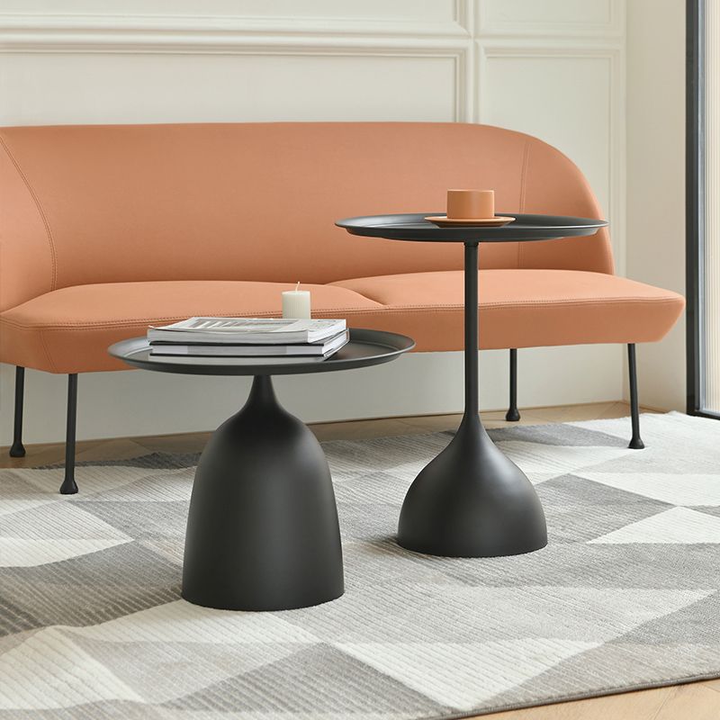 Mid-Century Metal Round Tray Top Side Table Pedestal End Table